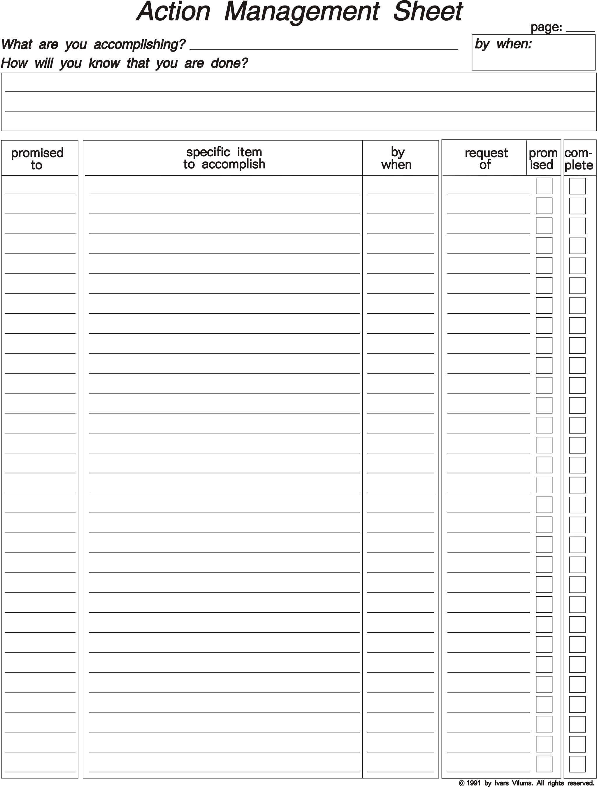 Action Management Sheet