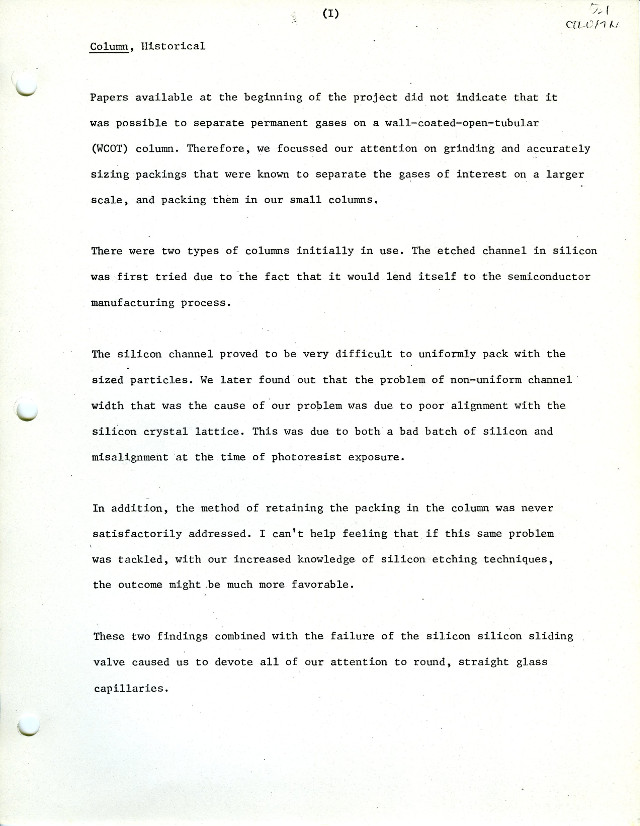 Chromatograph Project Review - Column 01